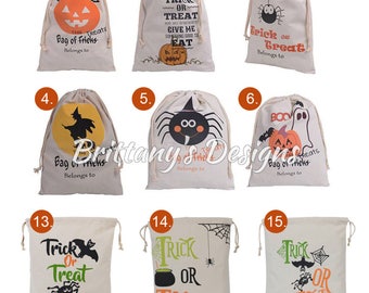 Halloween Loot Bags with Name - Personalized Halloween bags - Trick or Treat - Halloween Bag - Bag - Candy Bag - Spider Witch Pumpkin