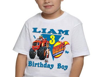 Blaze Birthday Shirt Monster Machine Personalized T-shirt Tee Boy Girl Childs TShirt Custom Made Name And Age Kids Decorations Party Gift