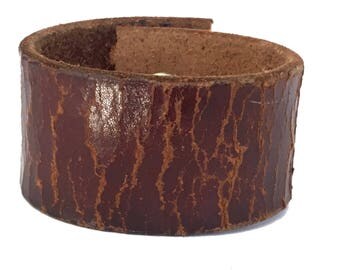Worn Leather Minimalist Cuff