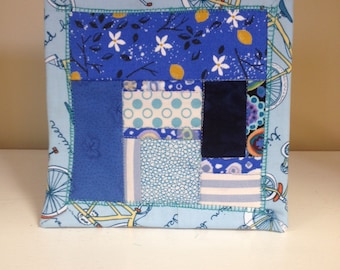 Blue Scrappy #5 Mug Rug Coaster Mini Quilt Wall Art Handmade Quilted