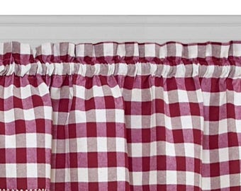 lovemyfabric Poly Cotton Gingham Checkered Plaid Design Kitchen Curtain Valance Window Treatment