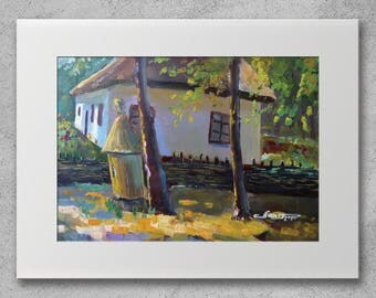 Beehive and Old House - Original oil painting