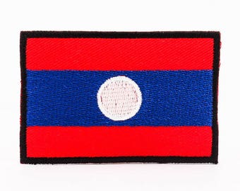 Iron On Patch Laos Flag Patch for Jackets Military and Boy Scout Style Patch for Sleeve Sew On or Iron On - 2"x3" I1064