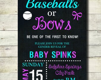Baseball or Bows Gender Reveal Invitation