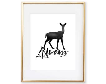 Harry Potter Wedding - Always Deathly Hallows, Harry Potter Wedding gift, Harry Potter Art Print, Anniversary Gift, Harry Potter Decoration