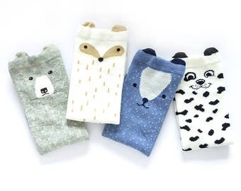 Unisex Baby Girls Socks, 4 Pairs Toddler Boy Animal Knee High Socks / 4 socks in a pack