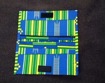 Attractive Blue and green african fabric money purse
