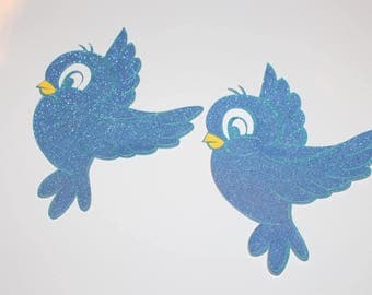 2 Cinderella blue bird die cuts, Cinderella, Snow White, princess birthday theme decorations, disney princess
