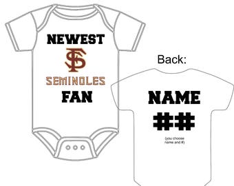 Newest Florida State Seminoles Fan Custom Made Personalized Football Gerber Onesie You Choose Name Number - Great New Baby Shower Gift