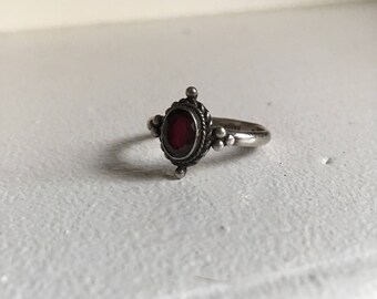 Oval Garnet (January Birthstone) Silver Ring