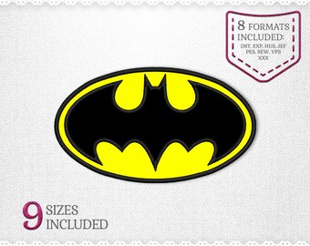Batman Applique Embroidery Machine Design - 9 Sizes - INSTANT DOWNLOAD - Applique, Embroidery, Designs
