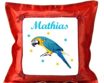 Red pillow Parrot personalized with name