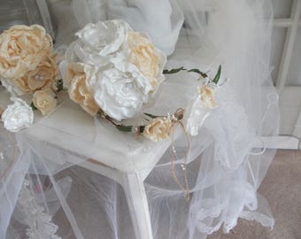 Crown vintage shabby chic and matching bouquet