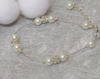 Wedding bracelet ivory and stass pearls