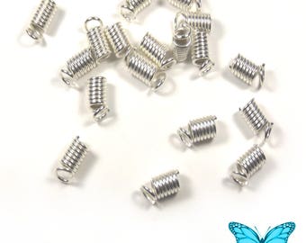 20pcs Embouts Cache Noeud Ressort 9x4mm 9mm x 4mm Métal Argenté Clair