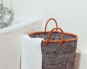 KANZU sisal/leather laundry basket