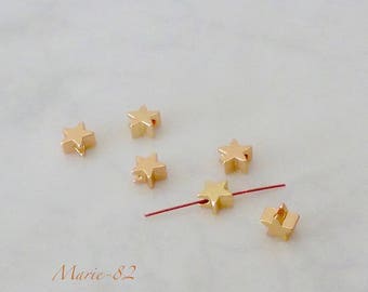 6 beads 5 mm - gold color copper stars