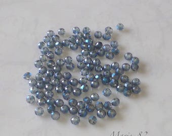 90 Perles Verre Facettées -------- Iris Médium 3 X 2 mm