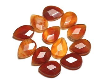 2PC - stone beads - carnelian drops faceted 18x13mm - 8741140019645