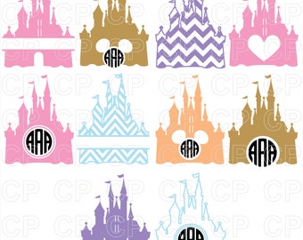 Disney Castle SVG Cut Files, Disney Clipart, Disney Castle Monogram Frames Cut Files for Cricut, Silhouette Studio_Digital Download