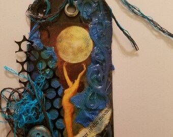 Moon Sister-Ephemera Altered Art Tag