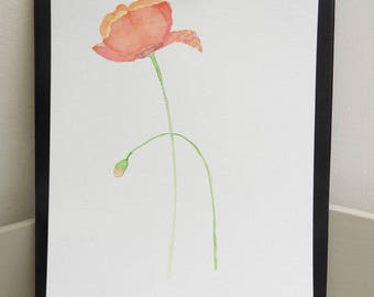 Watercolor red poppies original