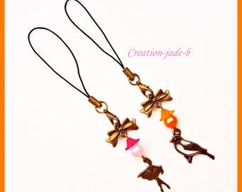 2 jewelry wearable dancer and bird - phone Strap