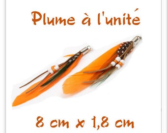 Orange Black Brown l ' single white feather pendant