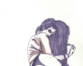 girl1 5 x 7 framed original art print