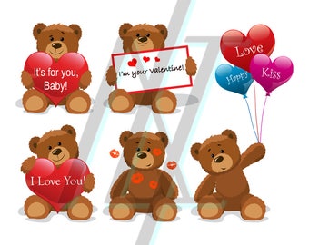 Teddy Bear Pattern - Teddy Bear Clipart - Teddy Bear Picnic - Teddy Bear SVG - Love SVG - Kiss SVG - Clipart Vector - Clipart Svg Silhouette