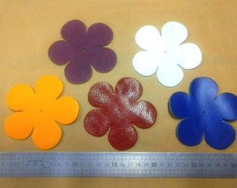 Set of 5 leather flowers
