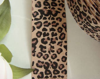 The meter leopard coffee 25 mm wide polyester Ribbon