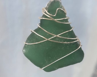Sea Glass Pendant – Dk Green Authentic High Quality