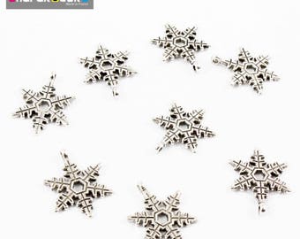 10 pendants snowflake 18 * 24 * 1.5 mm color silver
