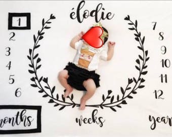 Monthly Baby Blanket Baby Boy Baby Girl Muslin Blanket Includes personalization