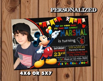 Mickey Mouse Invitation,Mickey Mouse Birthday Invitation,Mickey Mouse,Photo Invitation,Birthday Invitation,Mickey Mouse Birthday Party