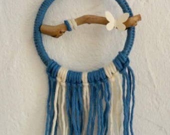 Small catches dreams cotton blue and white
