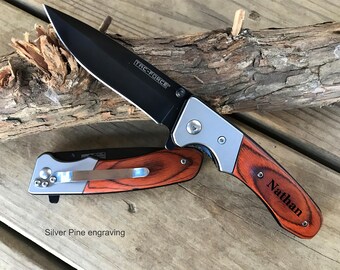 Initials, Custom Pocket Knife, Engraved Gift, Personalized For Him, Closing Gifts, Skinning Knife, Holiday Gifts, Unique Gifts For Men