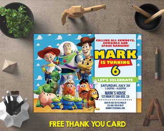 Toy Story Invitation, Toy Story Birthday, Toy Story Invites, Toy Story Printables, Toy Story Party, Toy Story Theme, FREE 4x6 Thank You Card