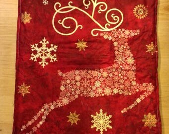 Super long Christmas fabric panel- reindeer - Panneau de Noël en tissu fait main par Kirsty