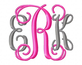 Vine Monogram Embroidery Fonts 4 Fonts PES Fonts Alphabets Embroiderey BX Fonts Monogram Font Embroidery Designs Letters - Instant Download