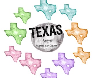 Texas Clipart|State Clipart|Object Clipart|Watercolor Clipart|Heart Clipart|Clipart|Harvey Clipart|Colored Clipart|Texas Capital Clipart