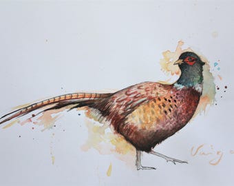Pheasant Watercolour ORIGINAL artwork