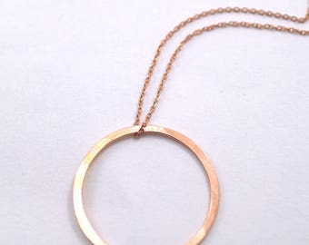 Small Rose Gold Fill Circle necklace, circle necklace, small circle pendant, organic circle necklace, hammered circle necklace, rose gold