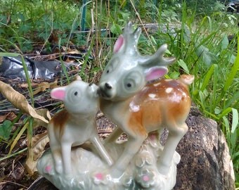Vintage Mid Century Lusterware Ceramic Deer Figurine Japan