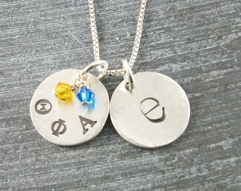 Theta Phi Alpha Necklace, ΘΦΑ Sorority Sterling Silver or 14K Gold Filled Lowercase Monogram Pendant,ΘΦΑ Bid Day,Initiation/OLP