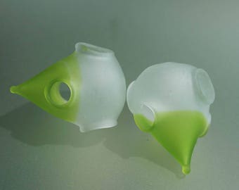 Vasabi Whosits - Etched Handmade Lampwork Hollow Beads SRA