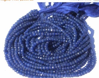50% Off Sale 14 Inches Super Finest AAA Blue Quartz Micro Faceted Rondelles Sapphire Blue Color Size 3.5 - 4mm Approx get 25 Percent discoun