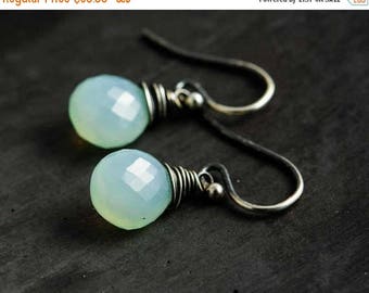 Sky Blue Earrings, Drop Earrings, Chalcedony Earrings, Dangle Earrings, Aqua Blue, Sterling Silver, Pastel Blue, Sky Blue, PoleStar