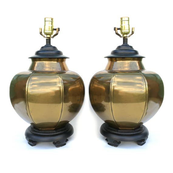 Regency Brass Ginger Jar Table Lamps